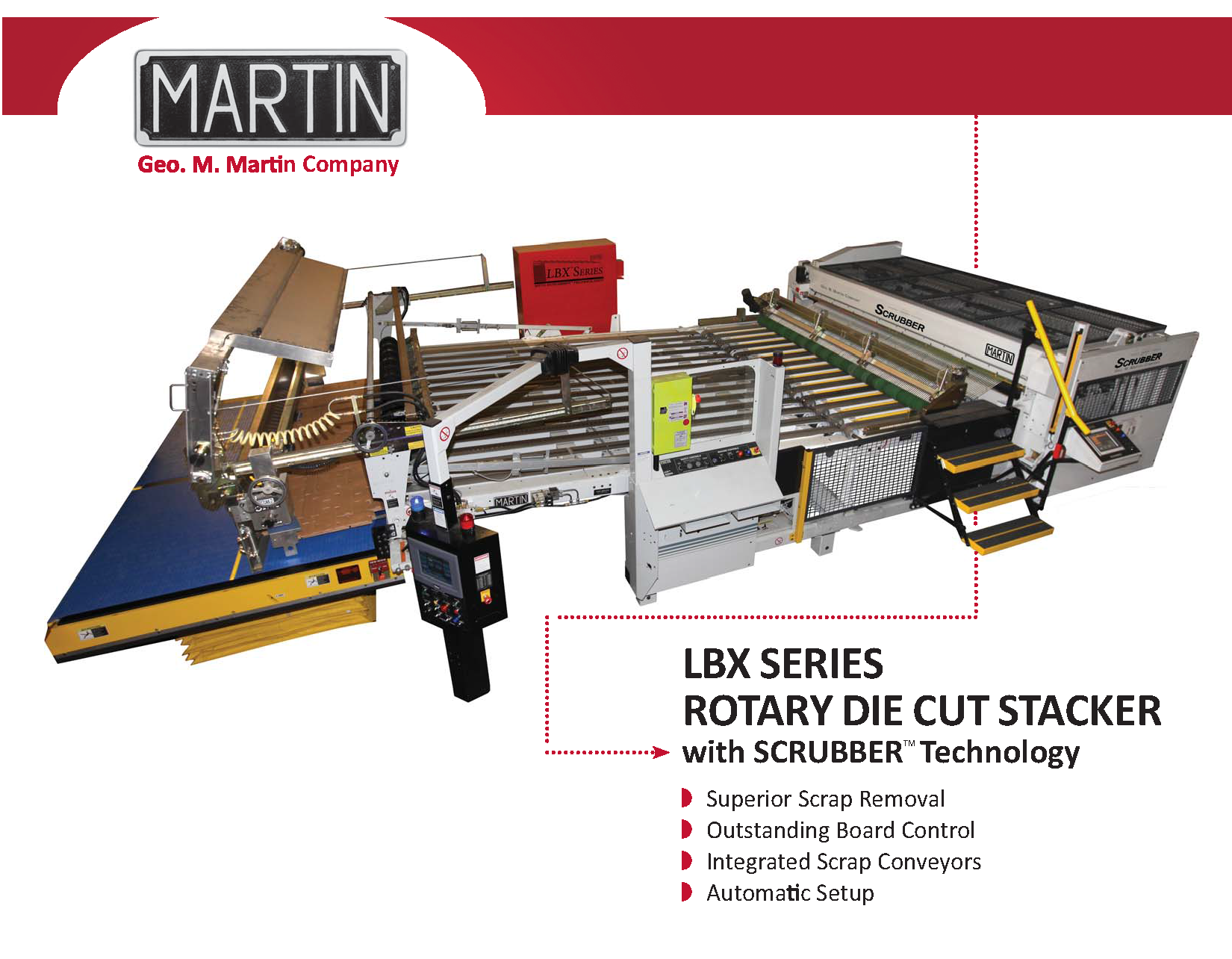 ¡Obtendrá información ampliada sobre el Stacker LBX RDC Scrubber de Geo. M. Martin en el folleto!